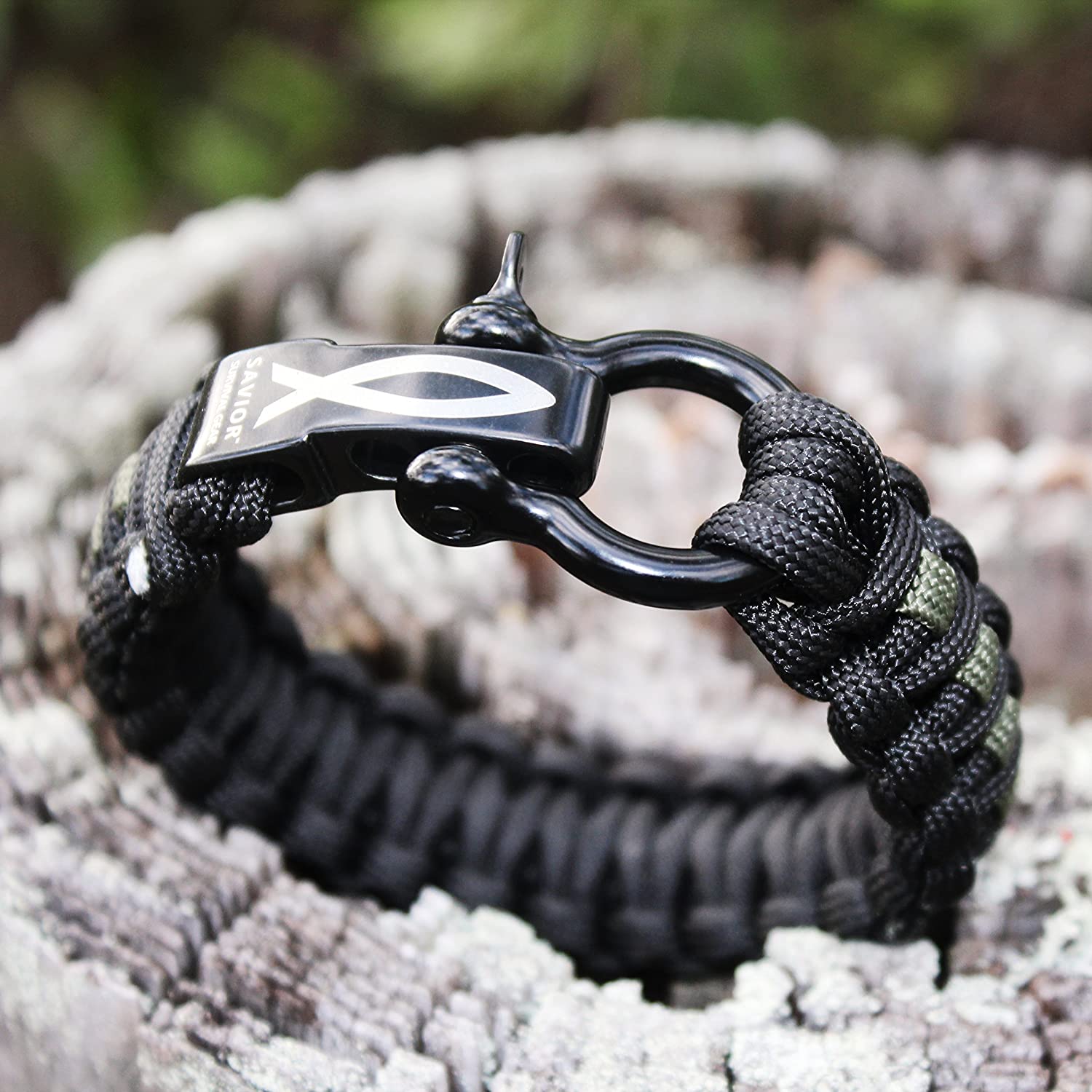 Paracord Bracelet | Black & Green 9″ – Savior Survival Gear